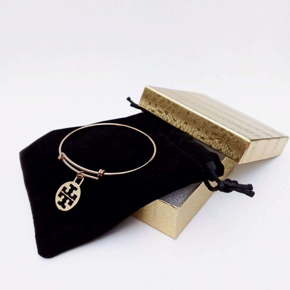 Tory Burch Charm 14K GOLD FILLED Bangle Bracelet